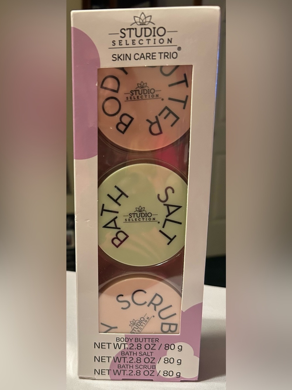 Skin Care Trio - Cream & Pale Pink Bath Set